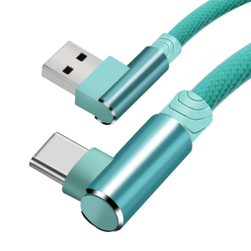 USB кабель 1 м 2 3 для iPhone XS 7 Samsung S9 Xiaomi Huawei светодиодный быстрой зарядки 90 градусов