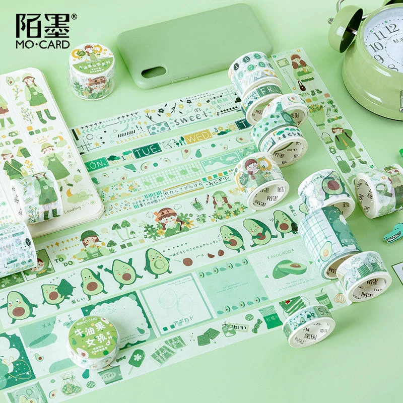 

1pc Avocado Series Washi Tape Adhesive Tape DIY Scrapbooking Sticker Label Masking Tape Student Stationery