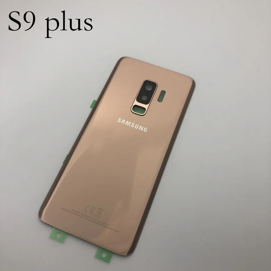 Для samsung Galaxy S9 плюс s9+ G965 SM-G965F G965FD S9 G960 SM-G960F G960FD стеклянная задняя крышка батарейного отсека двери Корпус Замена - Цвет: s9 plus gold