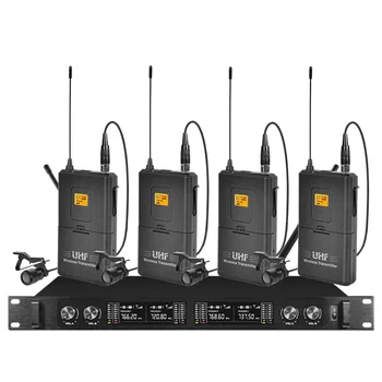 

Wireless microphone system 4-channel microphone 4 lavalier microphones for school church speech dance studio