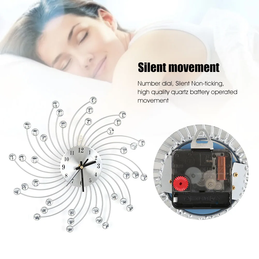 Металл плюс алмазные настенные часы Железный арт инкрустированный алмазами