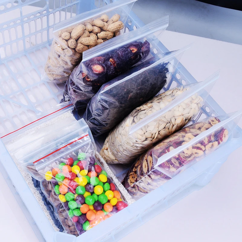 100 шт Пластиковые Ziplock Сумки Ювелирные изделия Ziplock пакет еды свежие-держать пылезащитный толщина 0,05 мм кухонный Органайзер