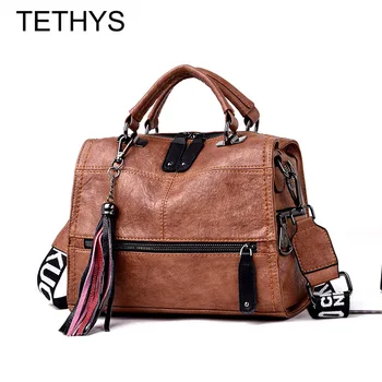 

TETHYS Brand Vintage Tassel Luxury Handbag Women Bags Designer Soft Leather Handbags High Quality Ladies Hand Bags for Women