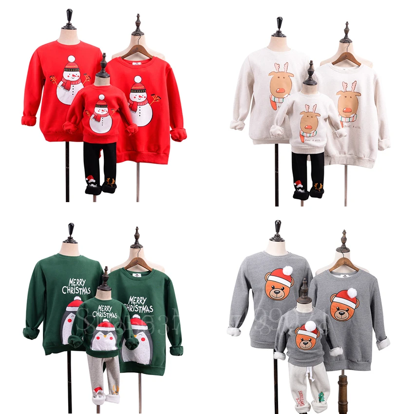 

Family Matching Clothes Christmas Cartoon Santa Elk New Year Sweaters Mommy and Me Clothes Baby Winter Cotton Xmas Outfits