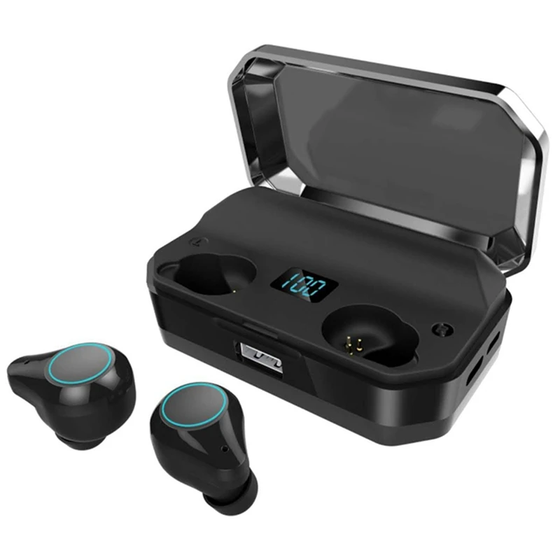 Bluetooth 5.0 Earphones 9D Stereo Wireless Earphones for T9 TWS IPX7 Waterproof 7000mAh LED Smart Power Bank Phone Holder