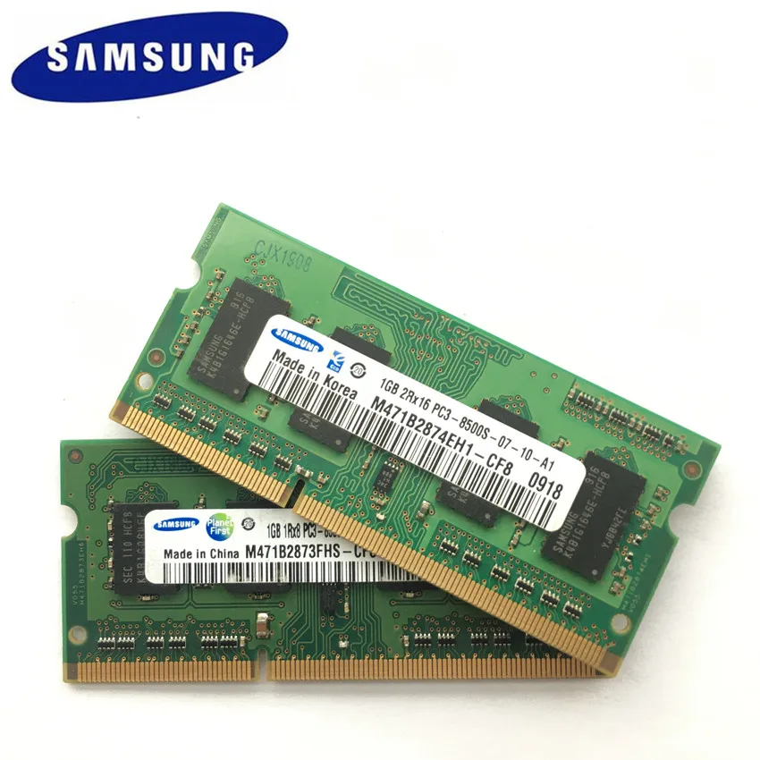 SAMSUNG 1 ГБ PC3 8500S DDR3 1066 МГц 1G память для ноутбука модуль SODIMM RAM|Оперативная память| |