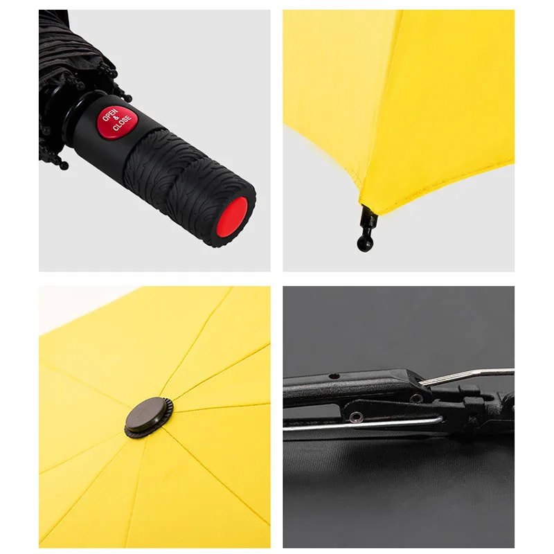 New Full Automatic Business Umbrella Three Folding Male Female Parasol Umbrella Rain Women Windproof Luxury Men