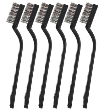 

12pcs 7 Inch Mini Rust Removal Industrial Wire Cleaning Brush 6 steel 6 copper with A Hang-up Hole for Model Rust Removaling