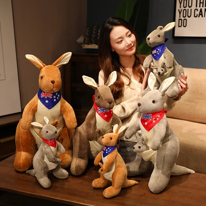 

New Arrive 30-65cm Cute Soft Kawaii Simulation Kangaroo Plush Toys Stuffed Doll Animals For Kids Girlfriend Gift