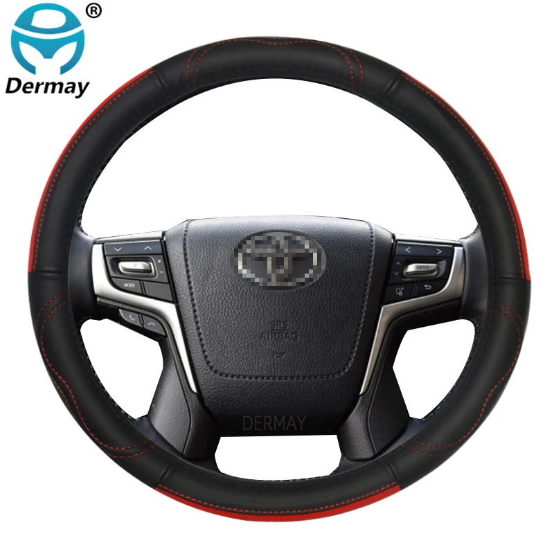 for Toyota Land Cruiser Prado 90 100 120 150 200 300 Fj Cruiser Genuine Leather Car Steering Wheel Cover Auto Accessories