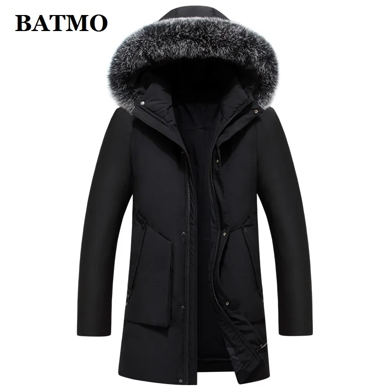 BATMO 2019 зима лисий мех воротник и 90% белый утиный пух с капюшоном куртки мужские