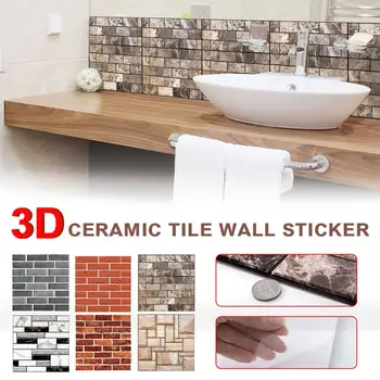 

Home Decor 3D PVC Waterproof Wall Stickers Paper Brick Stone wallpaper Rustic Effect Self-adhesive Bathroom Kitchen Stickers