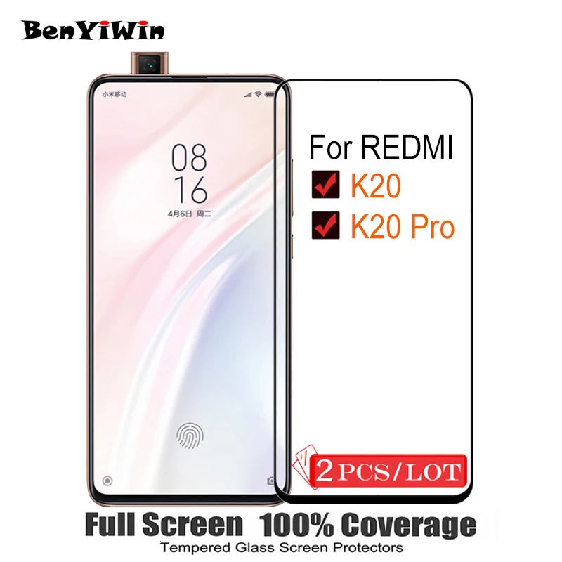 2 шт. 100% оригинальное закаленное стекло с полным покрытием для XIAOMI Redmi K20 9H защита