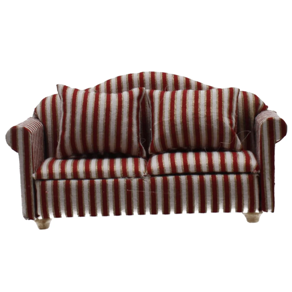 1/12 Mini Sofa Love Seat Dollhouse Miniatures Furniture Decor DIY Accs