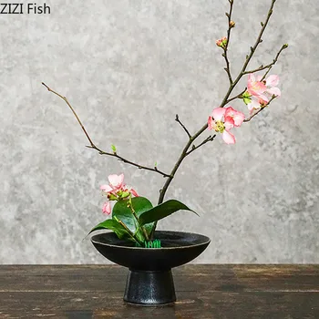 

JAPANESE CERAMIC VASE FLOWER ARRANGEMENT FLOWERS DISH DESKTOP DECORATION GRADIENT GLAZE HANDICRAFT PORCELAIN MODERN HOME DECOR