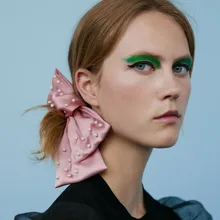 Милый большой бант ZA заколки для волос для девочек розовый завязанный имитация заколка с жемчужиной заколки для волос женские бархатные головные уборы ювелирные изделия F10361