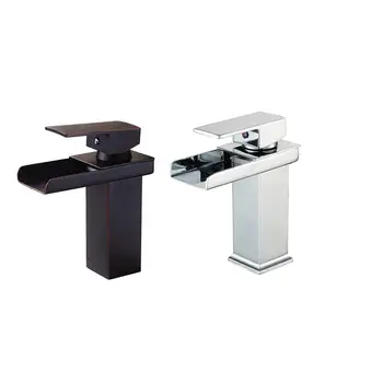 

Made Of Copper The Organization Compact Durable Four Sides Of The Basin Faucet Square Sink Waterfall Faucet Straight Mouth