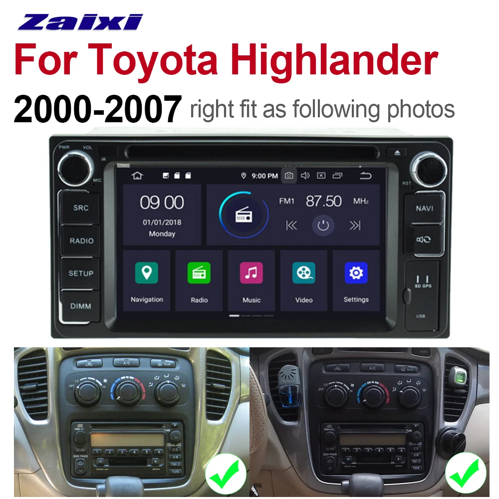 Фотомагнитола для Toyota Highlander 2000 2001 2002 2003 2004 2005 2006 2007 мультимедийная карта GPS