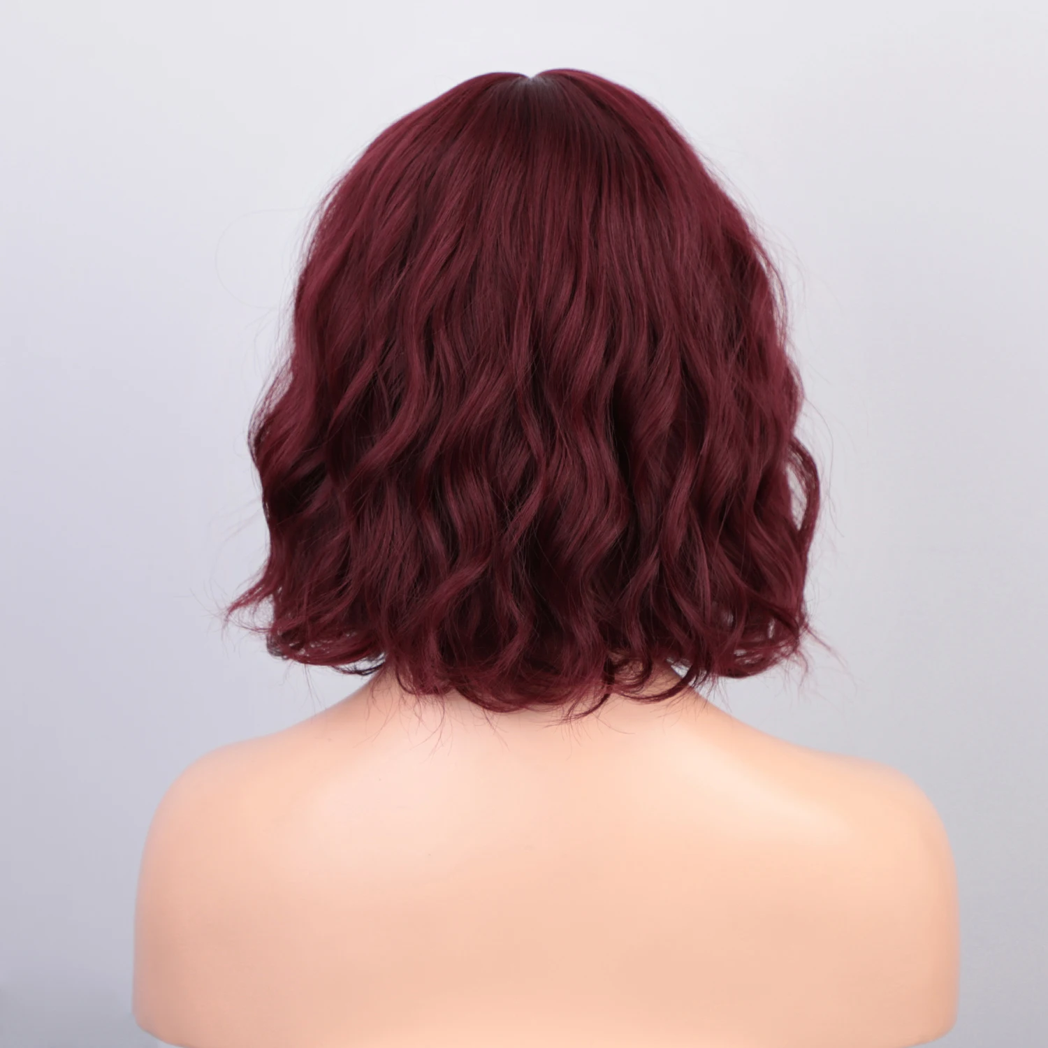 Aisibeauty Short Bob Wigs for Women Synthetic Wavy Wigs with Bangs Shoulder Length Red Wig Heat Resistant Fiber Cosplay hair