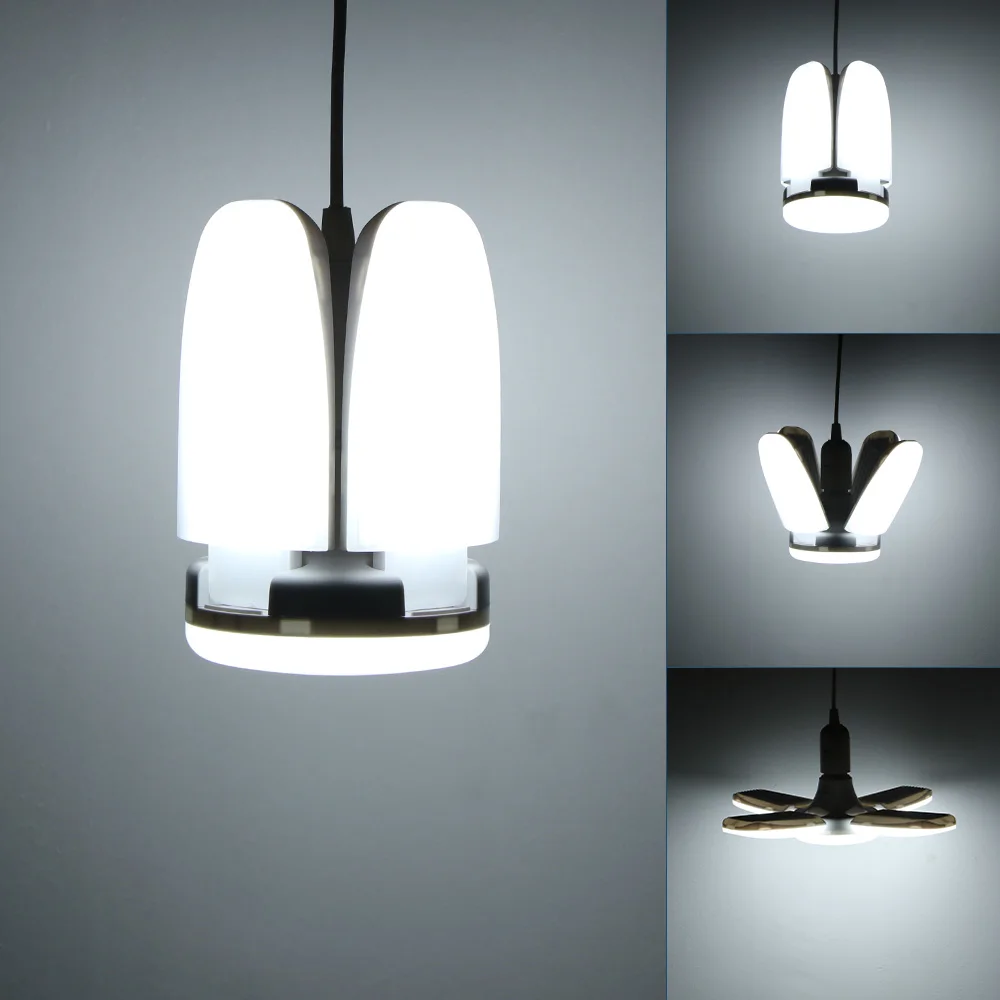

The New 45/60W Foldable Fan Blade LED Pendant Lights E27 LED Bulb 360 Degrees Angle Adjustable Ceiling Lamp