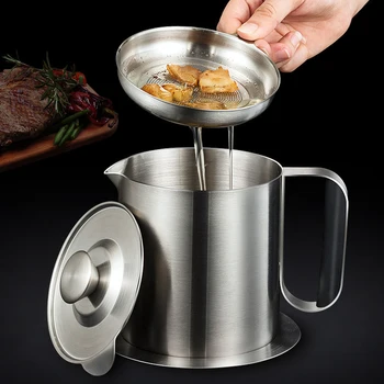 

Grease Container Stainless Steel Cooking Oil Container Grease Container with Mesh Strainer Screen For Household UD88