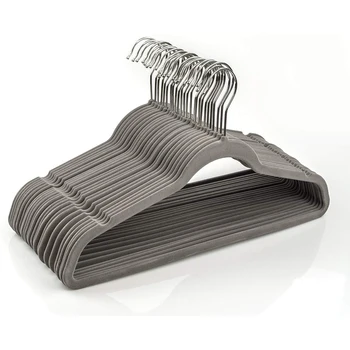 

Hot Sale 10/20/30 Pack Flocking Hanger Non-slip Plastic Flocking Velvet Coat Flocked Custom Hanger Seamless Drying Rack