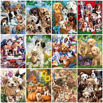 

HUACAN DIY Pictures By Number Animal Paint By Numbers Dog Drawing On Canvas Hand Painted Painting Kits Wall Art Home Decoration