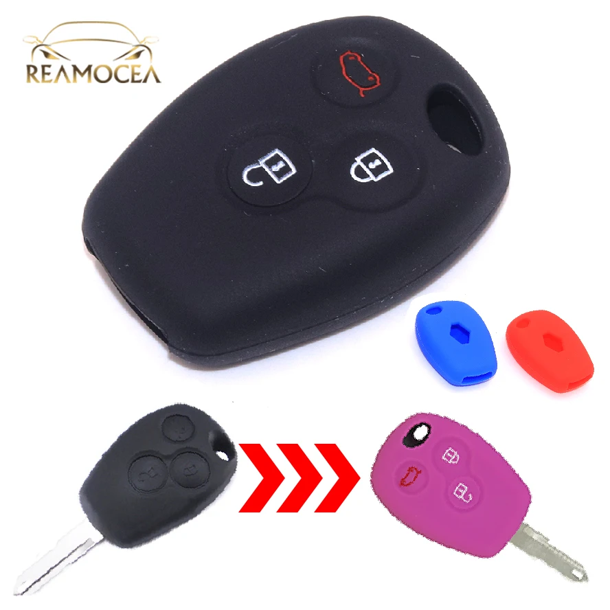 

Reamocea силиконовый чехол для автомобильного ключа с дистанционным управлением и 3 кнопками, чехол для Renault Clio Master Megane Modus Espace Dacia Logan