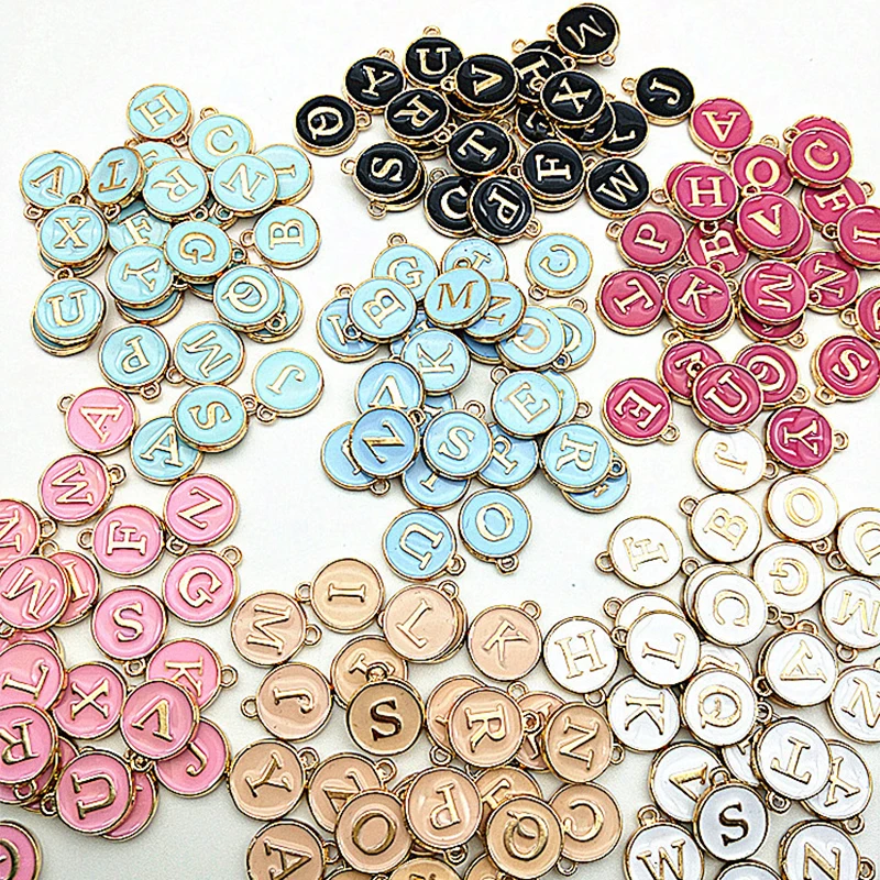 A-Z Letter Charms Enamel Charms Alphabet Initial Letter Handmade Pendant 12*14mm For Diy Bracelet Jewelry Making