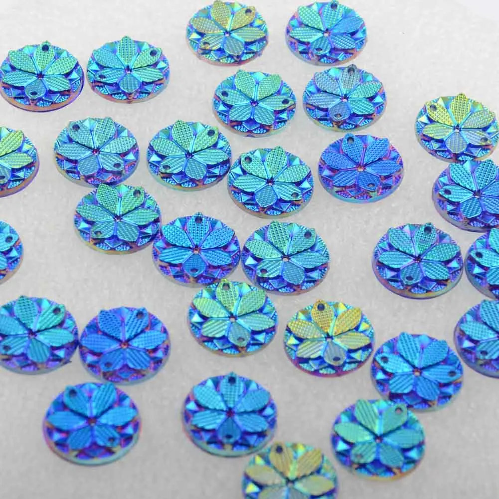 BOLIAO DIY синий 40 шт круглый цветок 15*15 мм (0. 59 &quot) акриловый FlatBack кристалл аппликация