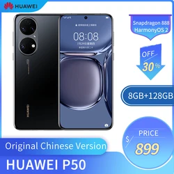 D'origine CN Version Nouveau HUAWEI P50 8 GO 256 GO 6.5 Pouces OLED 90Hz Écran Snapdragon 888 4G Téléphone NFC 4100mAh Batterie HarmonyOS 2 