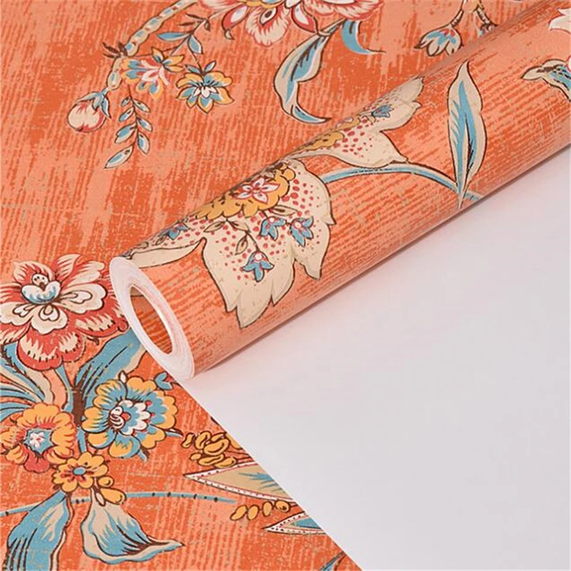 Beibehang papelデparede 3D国ヴィンテージオレンジテレビ背景の壁の紙ロール花の壁紙リビングルームの壁の論文
