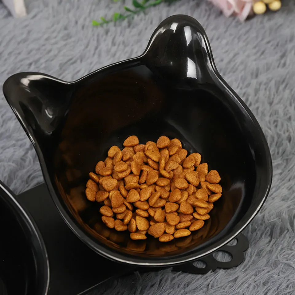 Миски для кошек двойные миски с приподнятой подставкой миски для еды и воды для кошек кормушки для собак миска для кошек питатель силиконовый коврик товары для домашних животных