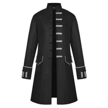 

Black Renaissance Men Coat Autumn Medieval Men Clothing Halloween Costume Thin Steampunk Retro Victorian Mens Jacket Gothic Coat