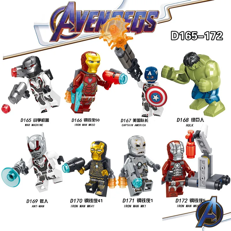 

8PCS/SET Avenger 4 Endgame Super Hero Legoings Blocks Thanos Spiderman X-Men Hulk Iron Man Toys for Kids