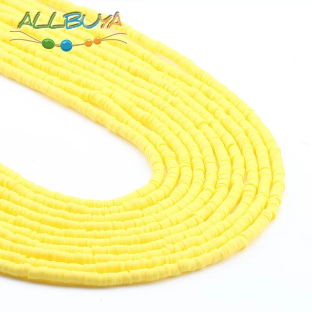 Yellow Clay Beads 4mm 6mm Flat Round Polymer Clay Beads Chip Disk