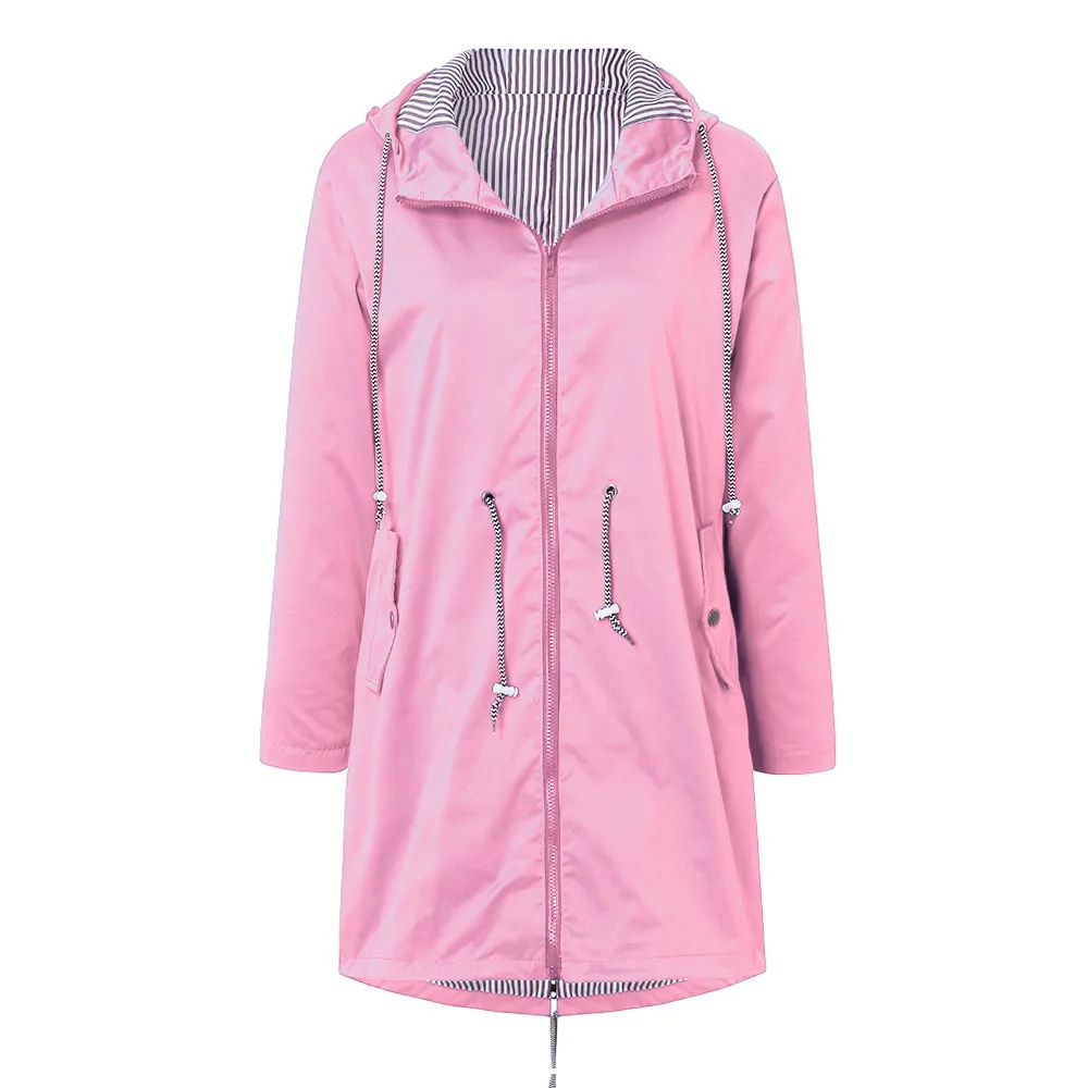 Женское пальто 2019Top, Женская однотонная дождевик, куртки для улицы, водонепроницаемый плащ с капюшоном, ветрозащитный