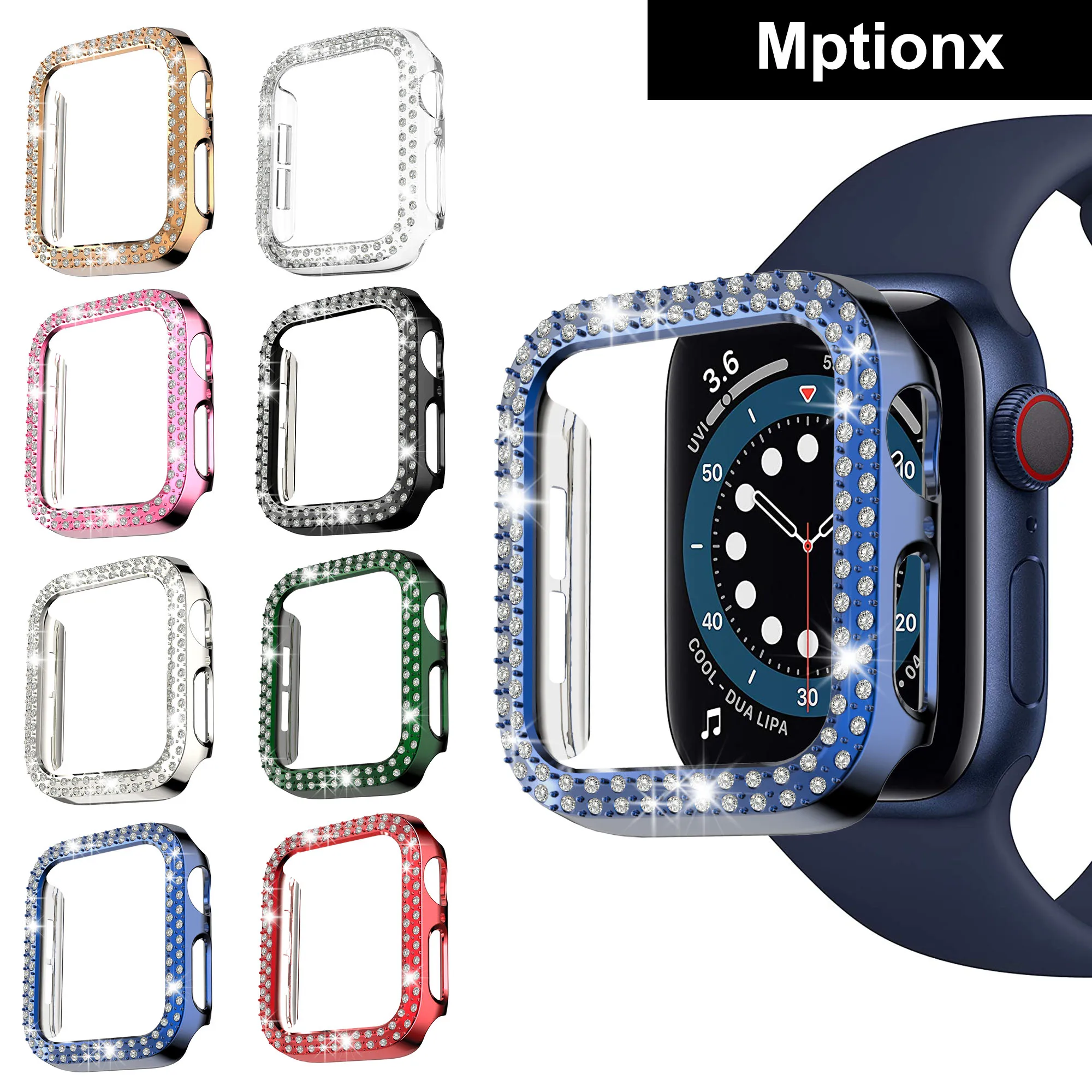Double Row Case for Apple Watch 45mm 41mm 44mm 40mm 42mm 38mm Cover,PC Bumper Protective for iwatch Series 7 6 SE 5 4 3 2 1