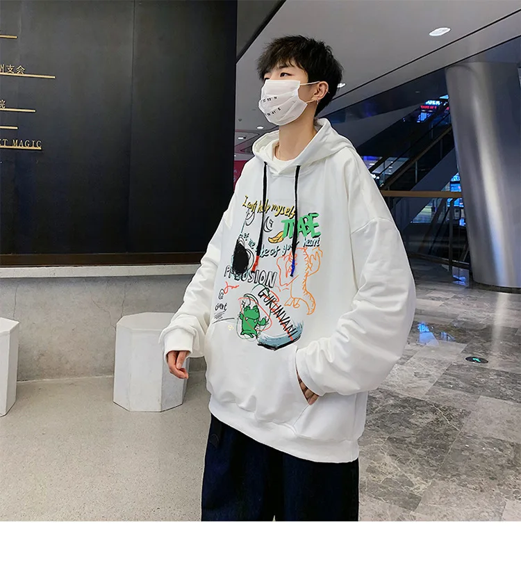 CnHnOH Streetwear Hoodies Men's Hooded Japanese Vintage Tops Autumn Japanese All-Match Loose Long Sleeve Jacket SK-Y603