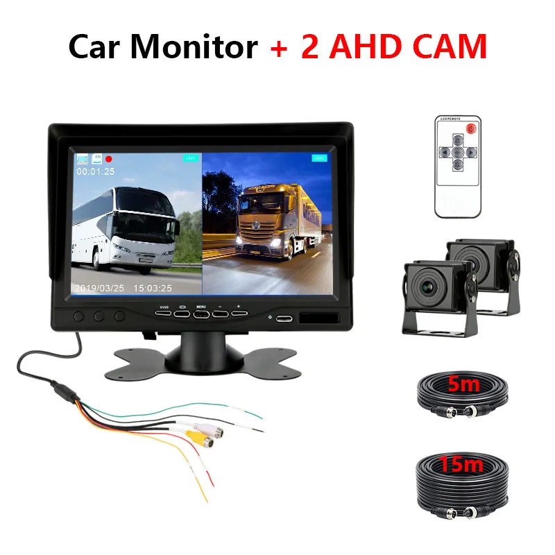Jansite видеорегистратор регистратор AHD DVR для грузовика RV Van Bus CCTV 4 сплит-экрана 12-24 В циклическая запись парковочная камера - Название цвета: with 2 camera