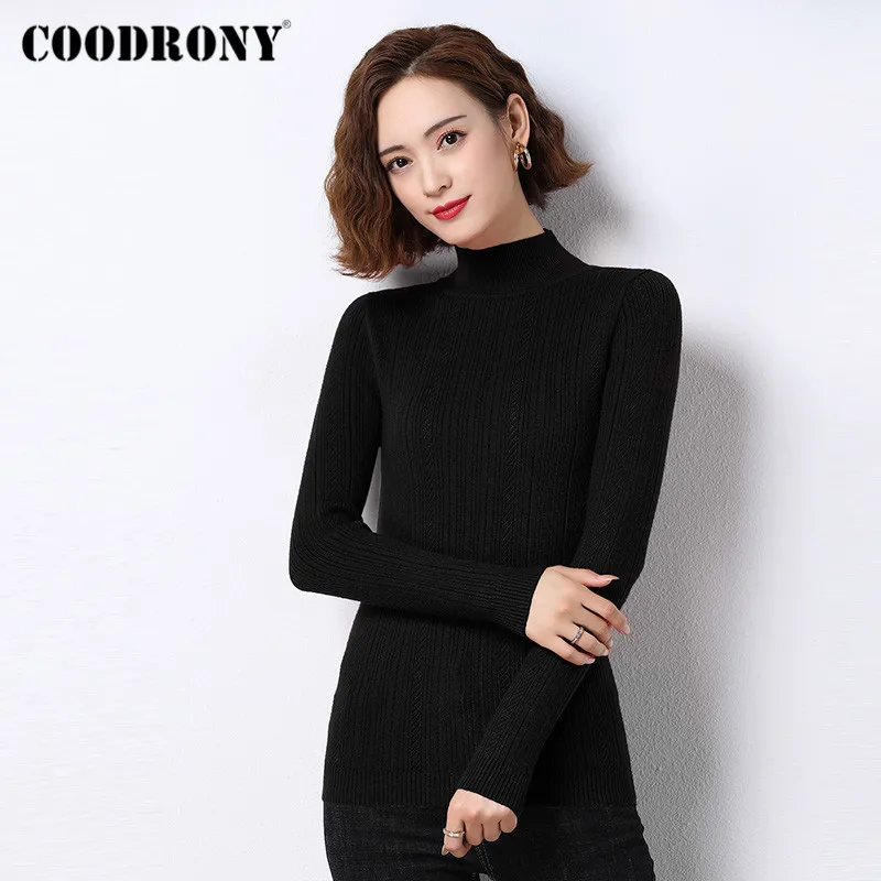 

COODRONY Brand 2020 New Winter Elegant Casual Soft Slim Women Sweaters Basic Solid Color Knitting Warm Jumpers Female W1128