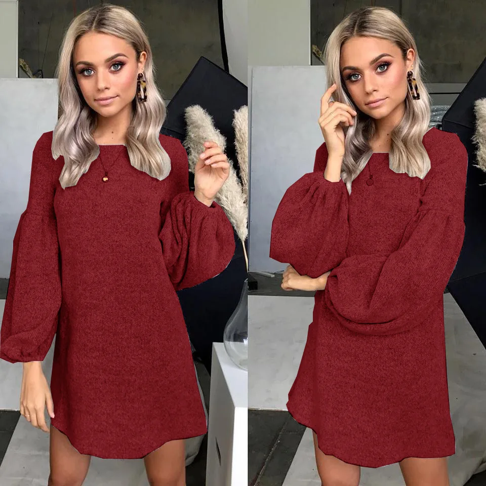 

The Spot! Exclusive for Ebay Autumn / Winter Women 's Clothing New Knitted Sweater Dress Primer Sweater Long