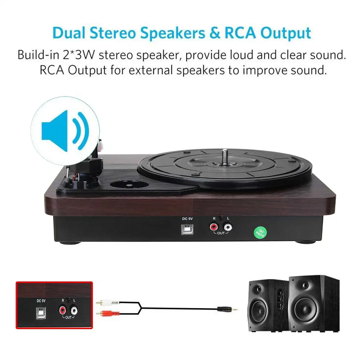 33RPM Record Player Antique Gramophone Turntable