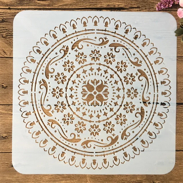 9Pcs/Pack 15*15cm Mandala Round Geometry DIY Layering Stencils Painting Scrapbook Coloring Embossing Album Decorative Template 1Pcs No 7