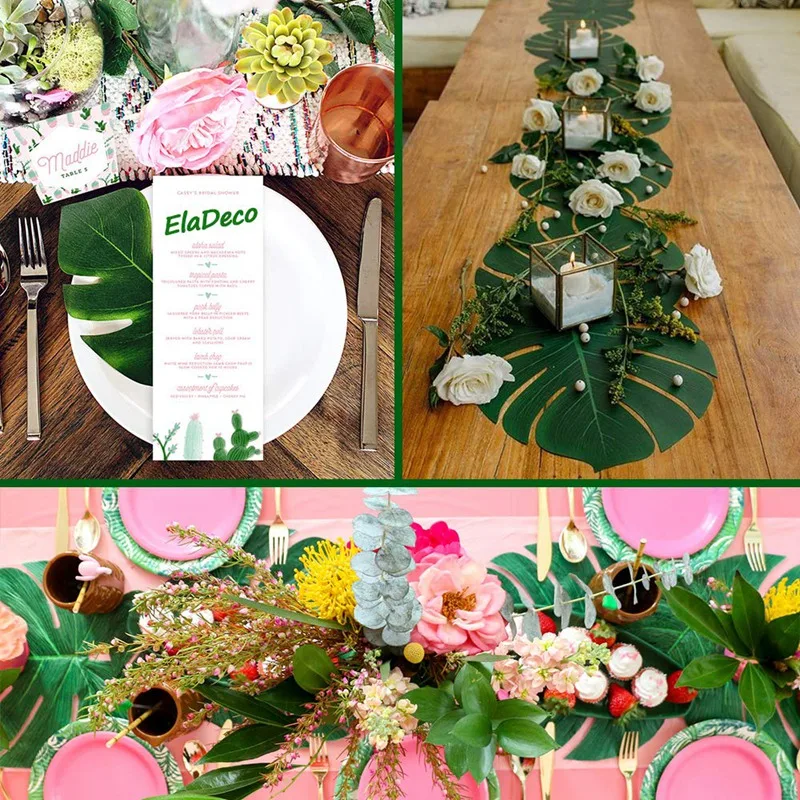 90 шт. искусственные листья Luau вечерние украшения Monstera поддельные большие зеленые листья для Гавайских украшения джунгли пляж день рождения