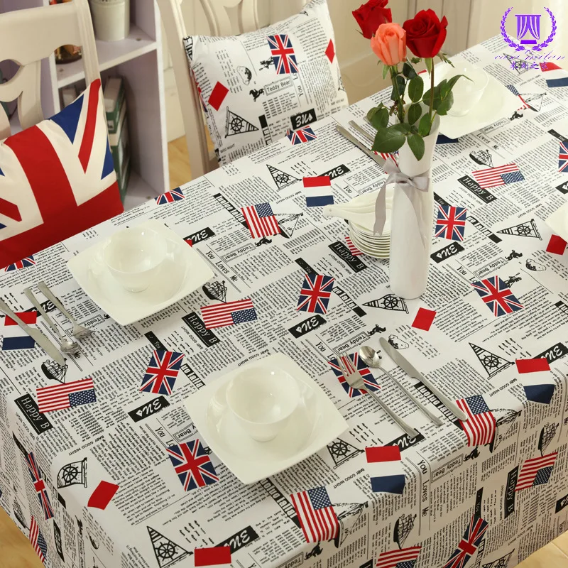 

Modern Simple Wild Living Room Kitchen Dinning Tablecloths Polyester Tablecloths USA Flag Newspaper Figure Table Cloth
