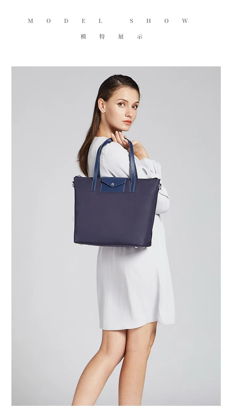 Оксфордская нейлоновая Водонепроницаемая женская сумка-тоут модная сумка-конверт на кнопках женская кожаная ручка Повседневная Большая вместительная сумка