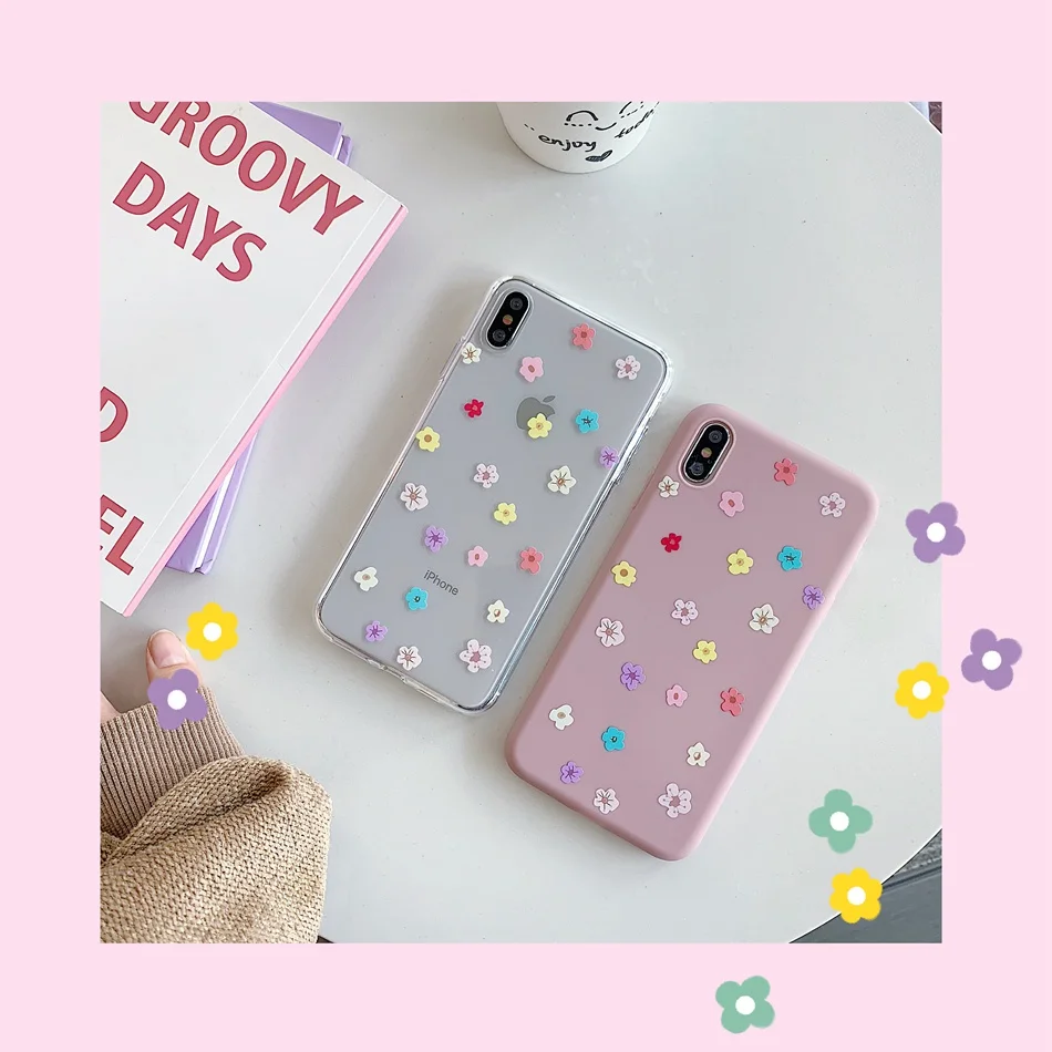 

For iPhone 7 Plus XR X XS Max Case Colorful Multi-Colored Flowers Phone Case For iPhone 8 Plus 6 6s Soft Silicone TPU Cover
