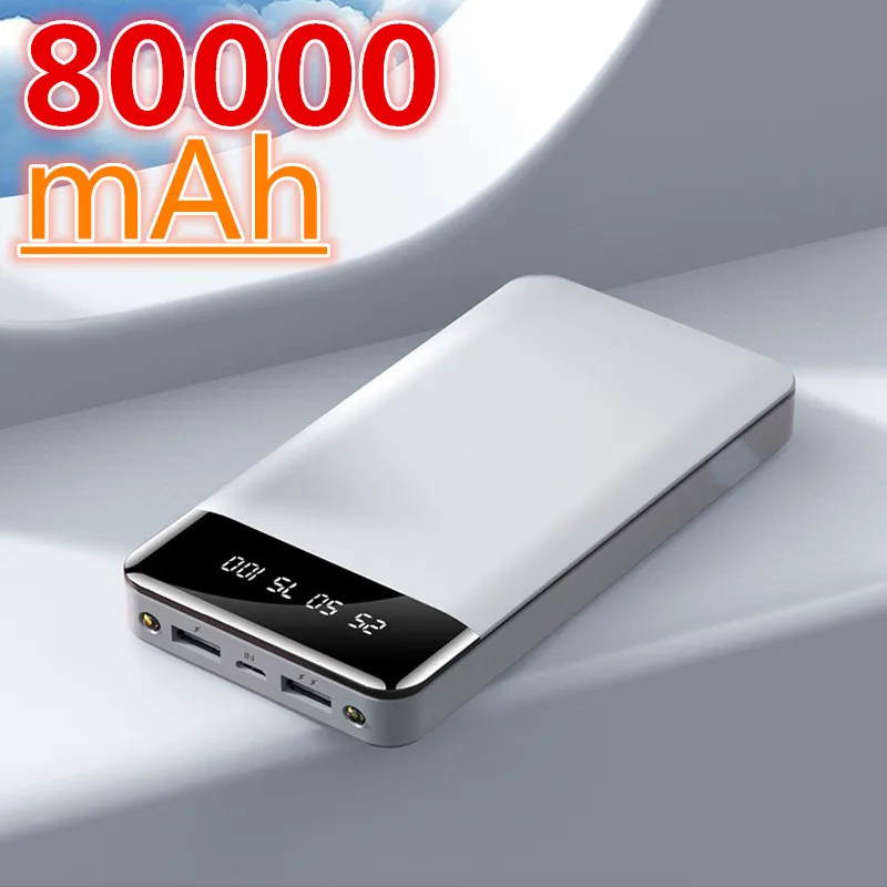 Banco de energía de alta capacidad para teléfono móvil, cargador rápido portátil de viaje de 80000 mAh para Xiaomi, Samsung, Iphone