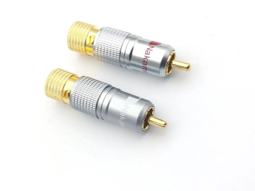 20pcs Nakamichi Pure Copper RCA Non solder plug Connector RCA Coaxial Connector Socket Adapter